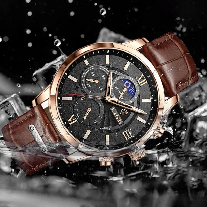 Luxury Brown Leather Casual Watch For Men