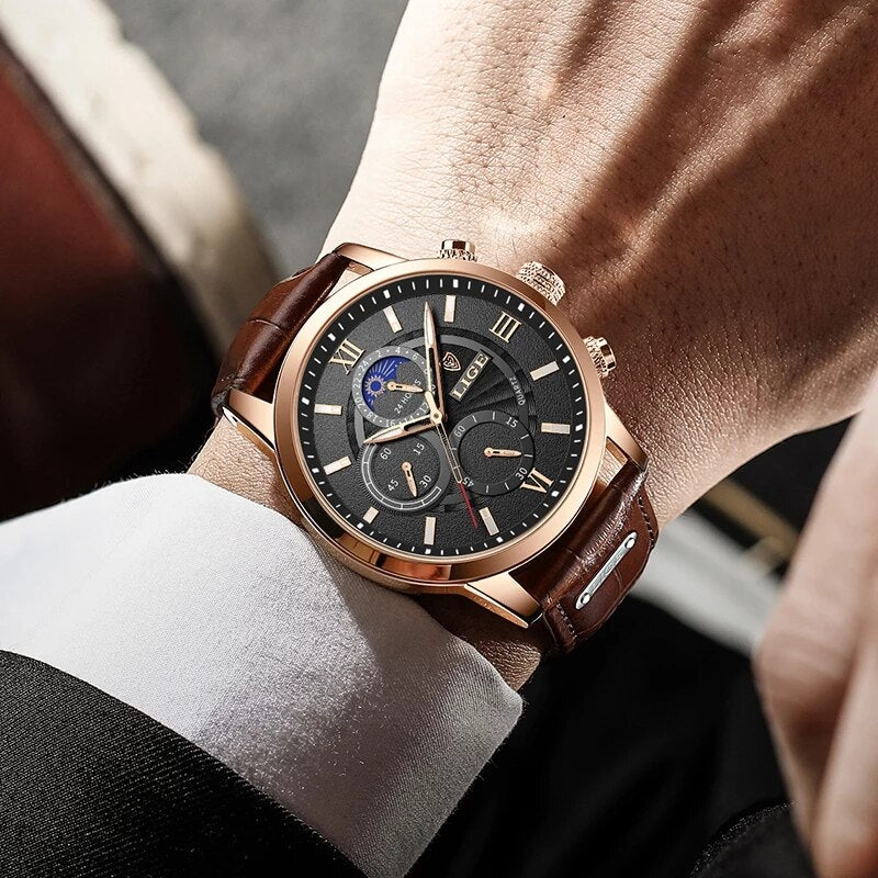 Luxury Brown Leather Casual Watch For Men