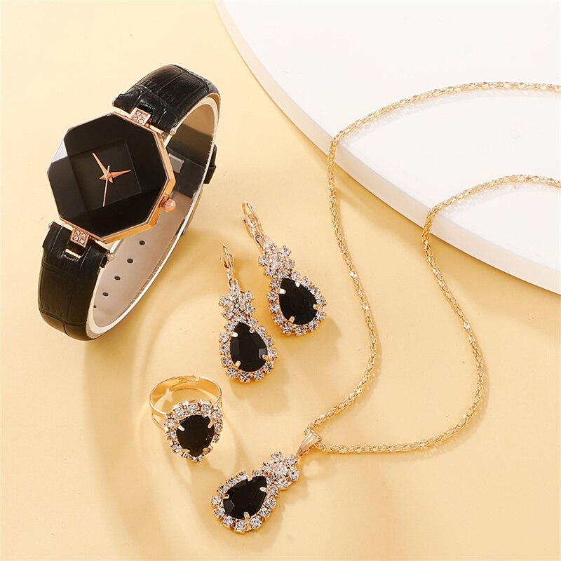 5pcs Set Watches Set Luxury Rhinestone Women