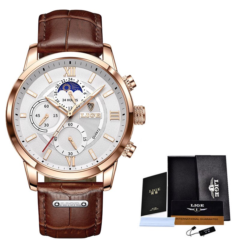 Luxury Brown Leather Casual Watch For Men