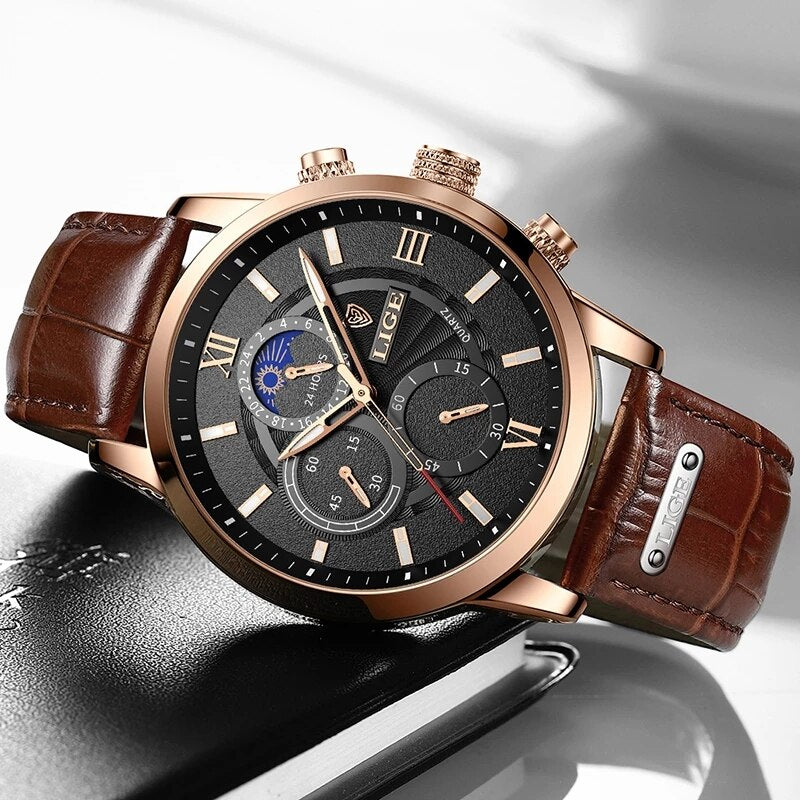 Luxury Brown Leather Casual Watch For Men