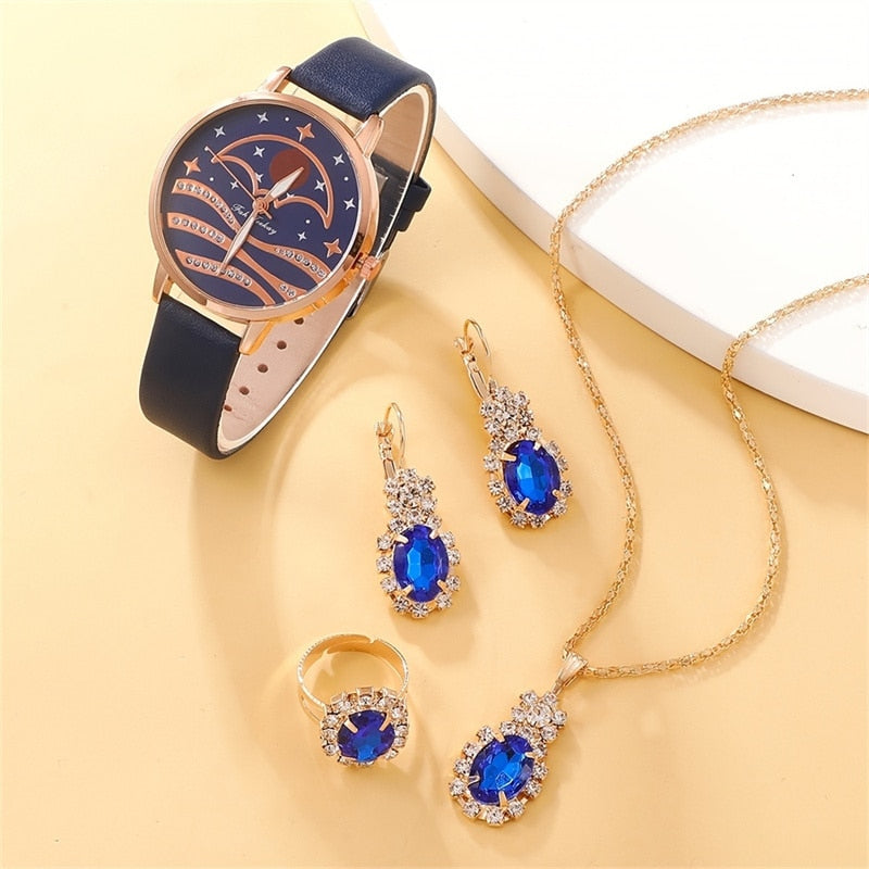 5pcs Set Women Fashion Quartz Watch