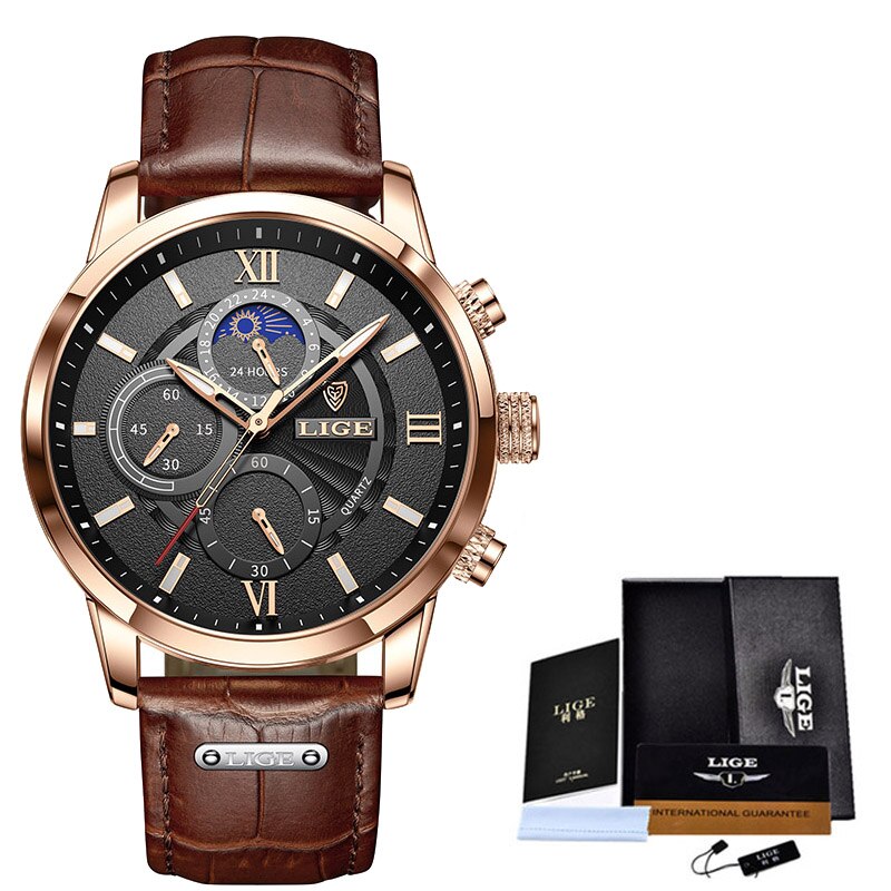 Luxury Brown Leather Casual Watch For Men