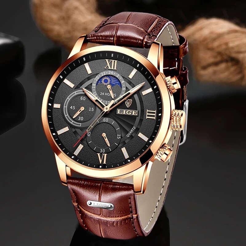 Luxury Brown Leather Casual Watch For Men