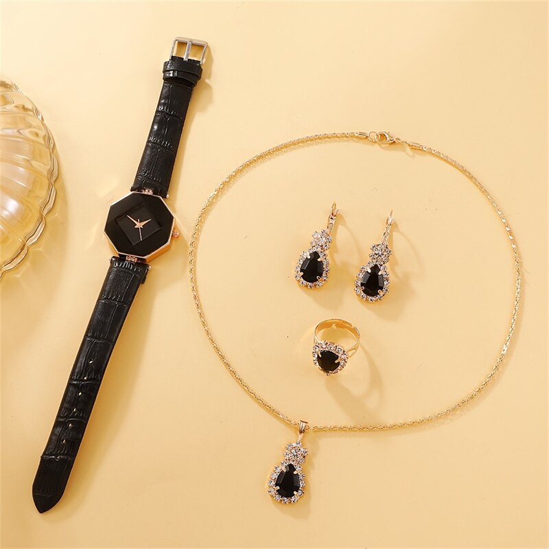 5pcs Set Watches Set Luxury Rhinestone Women