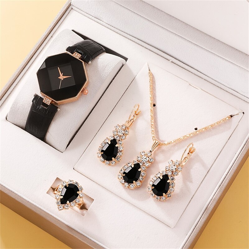 5pcs Set Watches Set Luxury Rhinestone Women