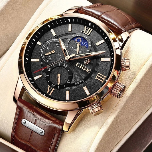 Luxury Brown Leather Casual Watch For Men